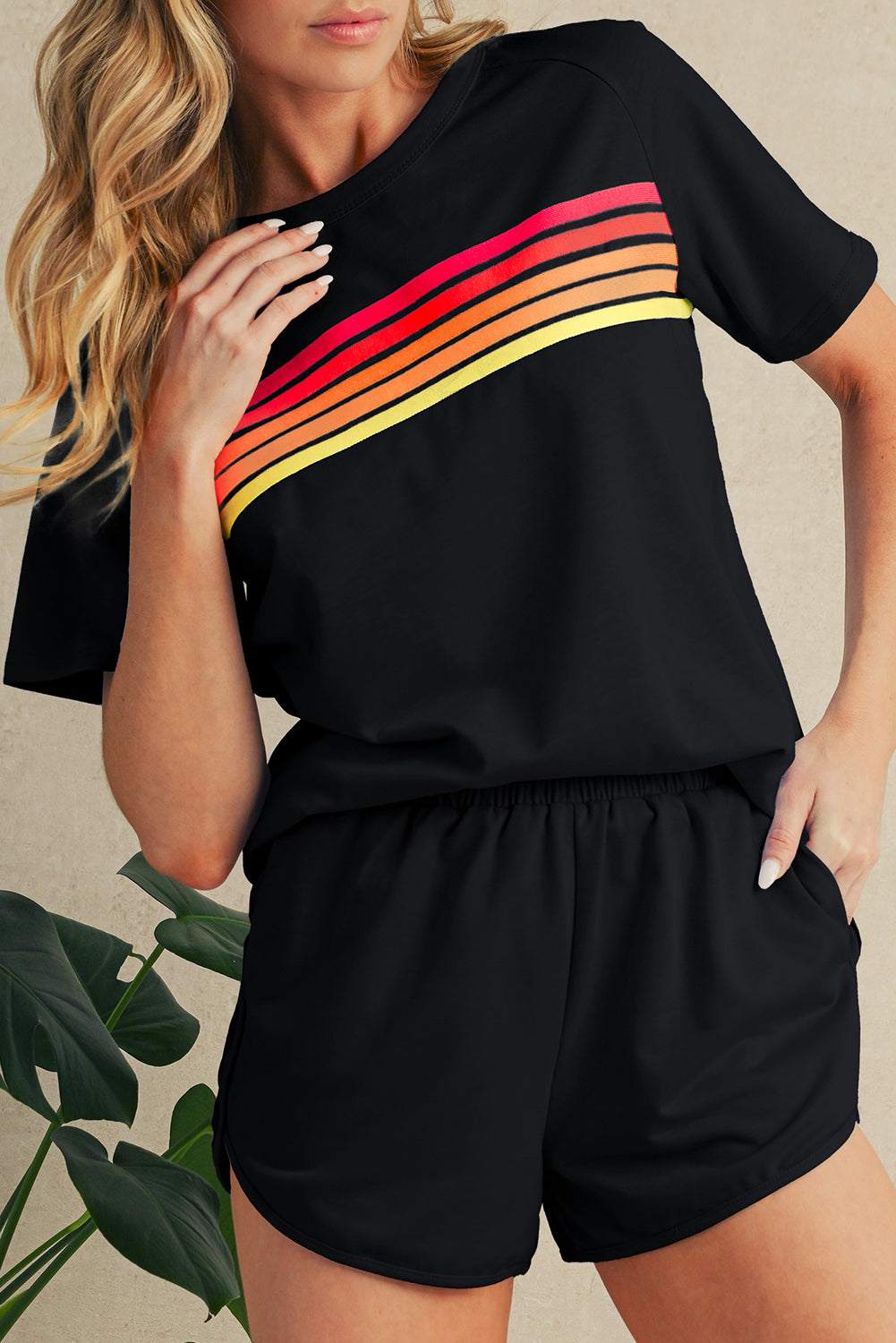 Bonbon Colorful Striped Casual Tee