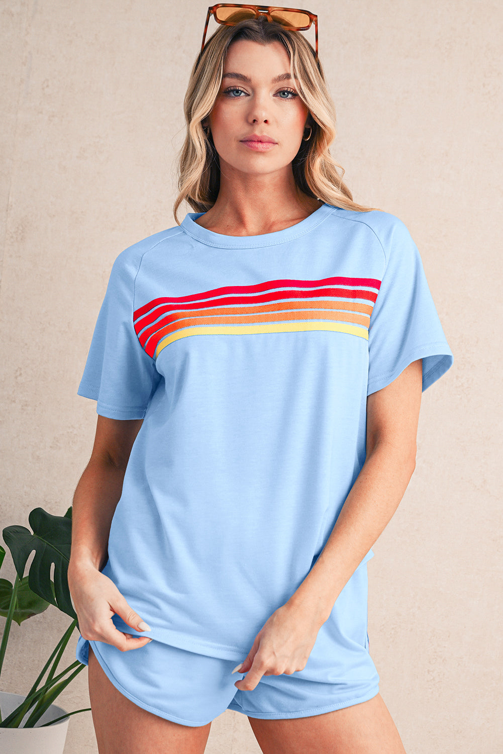 Bonbon Colorful Striped Casual Tee