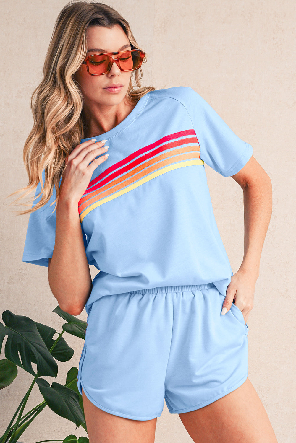 Bonbon Colorful Striped Casual Tee