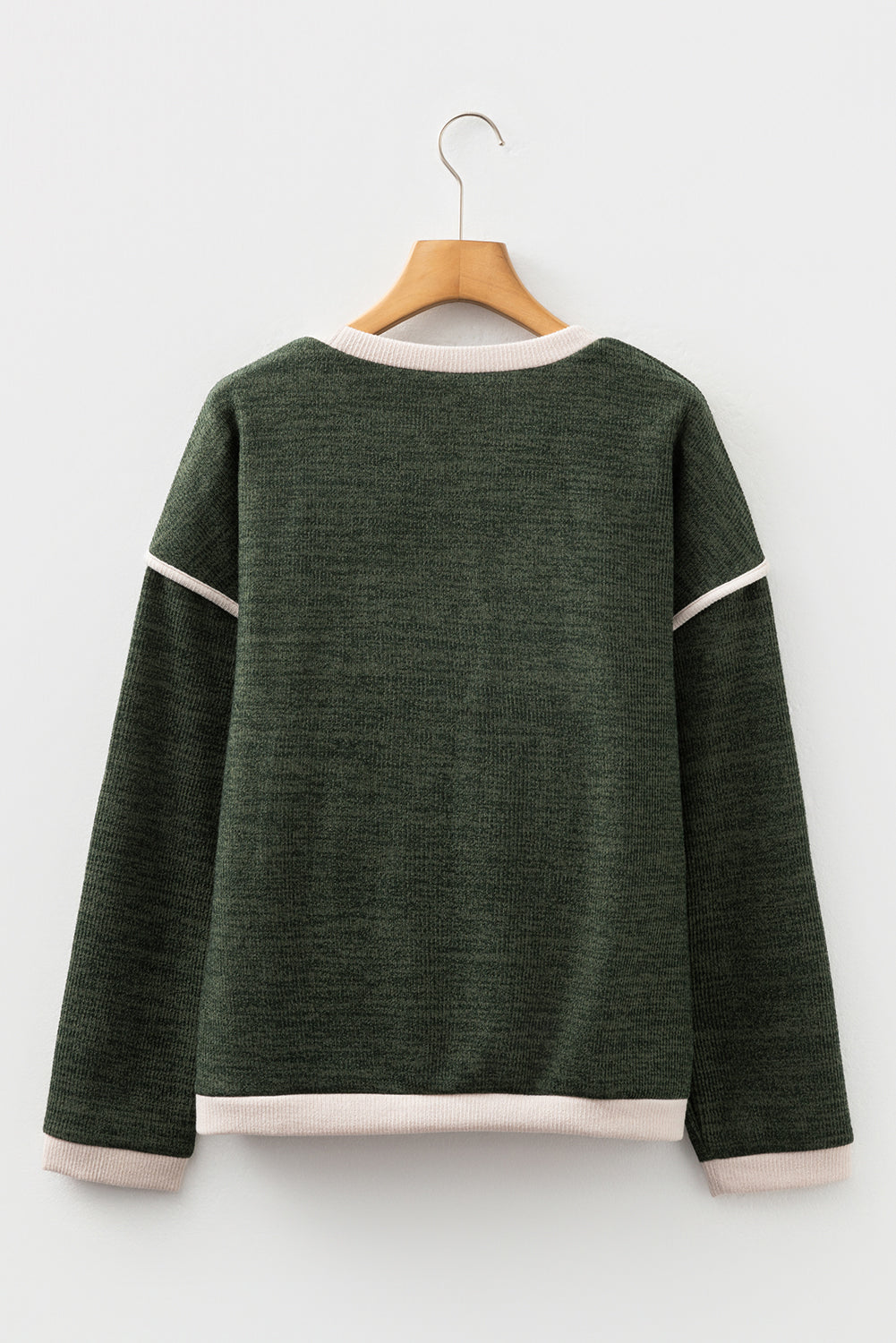 Contrast Color Trim Knit Drop Shoulder Loose Top