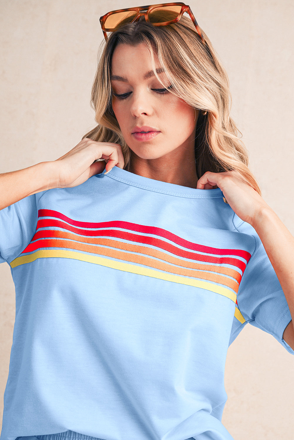 Bonbon Colorful Striped Casual Tee