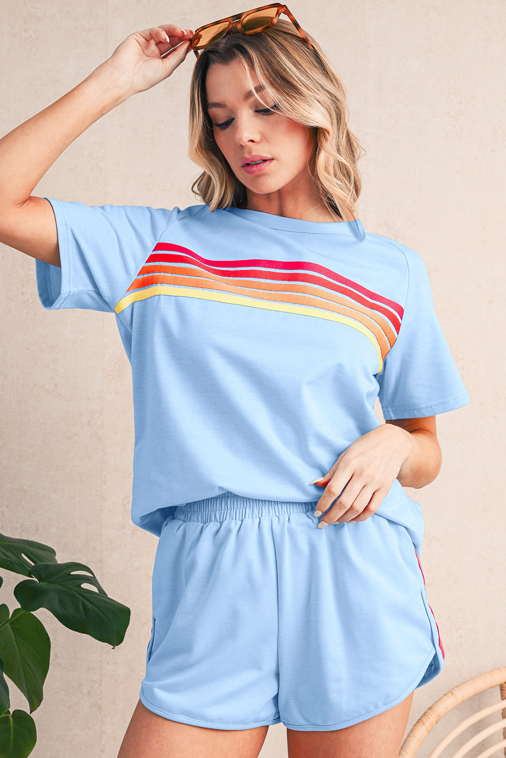 Bonbon Colorful Striped Casual Tee