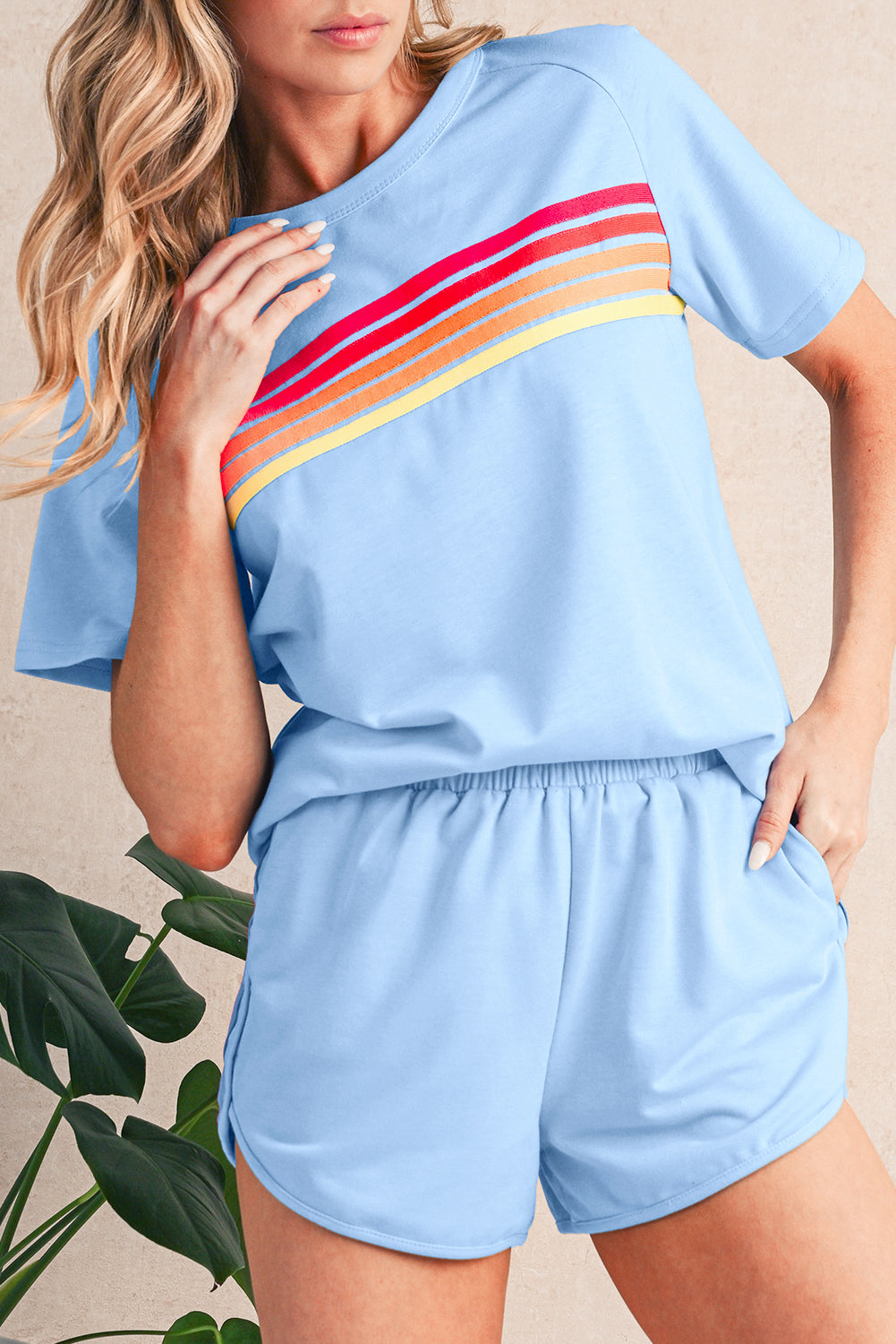 Bonbon Colorful Striped Casual Tee